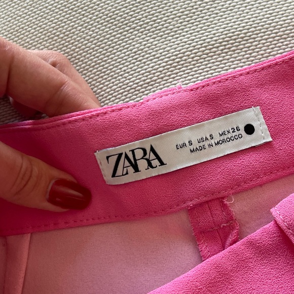 Zara Pink Set: High-Waisted Shorts & Shirt With Pockets - Picture 6 of 6